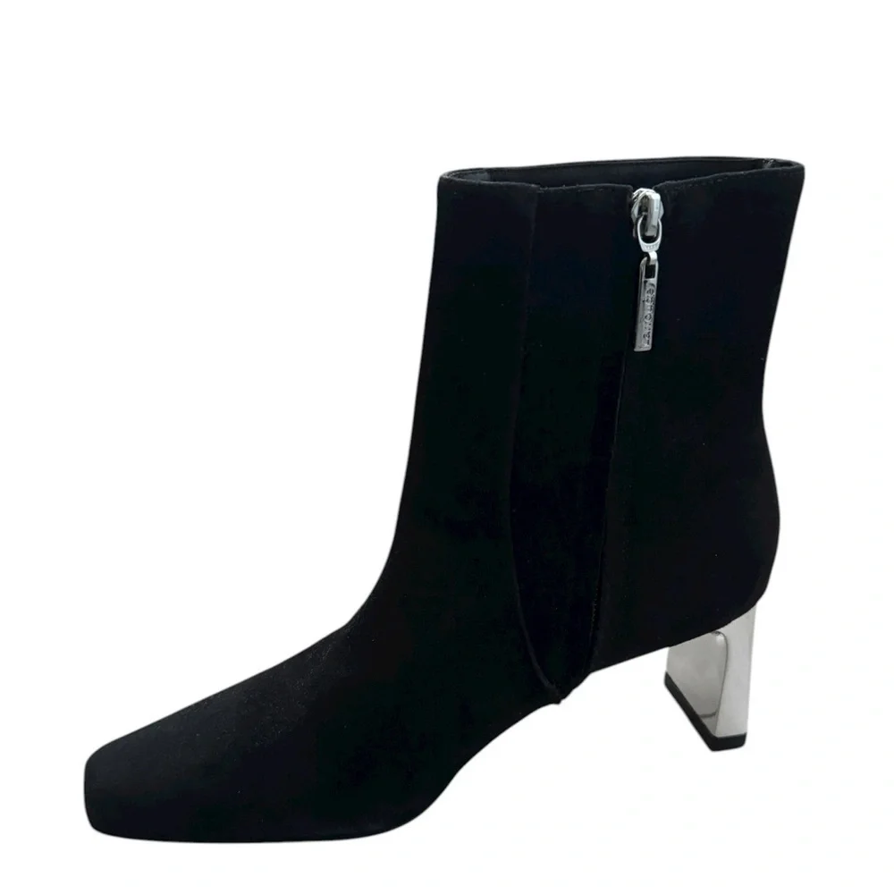 NEW Larroude Alexis Boots Suede Metallic Heel Side Zip size 7.5